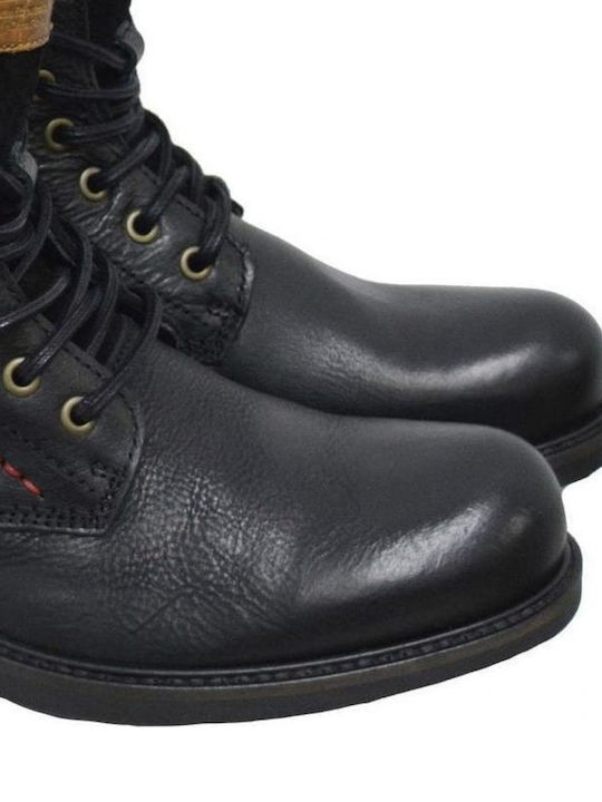 UrbanFly 5418 Men's Leather Military Boots Black