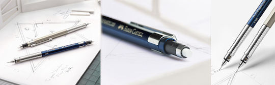 Faber-Castell Tk-fine Vario L Mechanischer Bleistift zum Zeichnen Metallisch 0.5mm mit Radiergummi 1Stück Blau