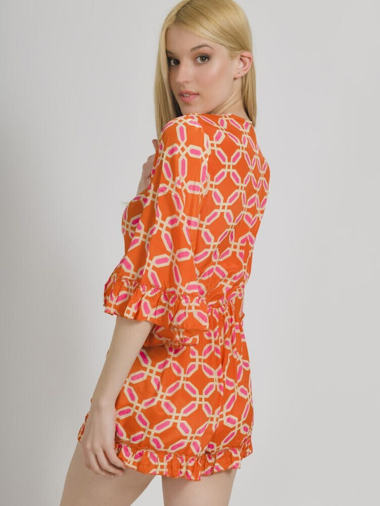 Ble Resort Collection Damen Einteiler Shorts Orange/pink