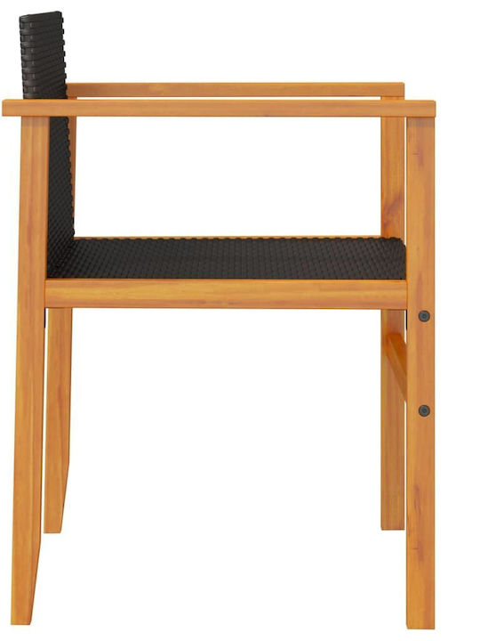 Καρέκλα Εξωτερικού Χώρου Rattan Μαύρο 2τμχ 55x55x78εκ.