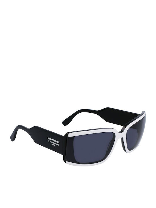Karl Lagerfeld Unisex Sunglasses with White Plastic Frame and Black Lens S0379371