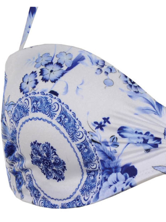 Rock Club Strapless Bikini Top με Ενίσχυση Floral Porcelain