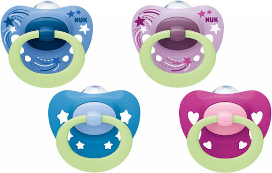 Nuk Signature Night Orthodontic Pacifier Silicone Night with Case Stars - Sky Blue for 18-36 months