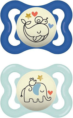 Mam Orthodontic Pacifiers Silicone Whale - Elephant Blue - Turquoise Night for 2-6 months 2pcs