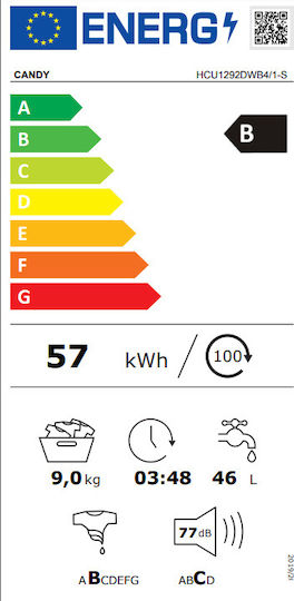 Candy Πλυντήριο Ρούχων 9kg 1200 Στροφών Smart Touch HCU1292DWB4/1-S