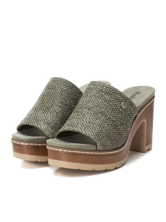 Mule cu Gros cu gleznă înaltă Toc în Culoare Kaki