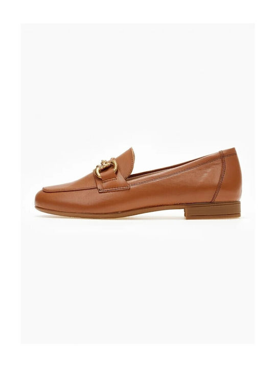 Leather Women's Loafers in Tabac Brown Color