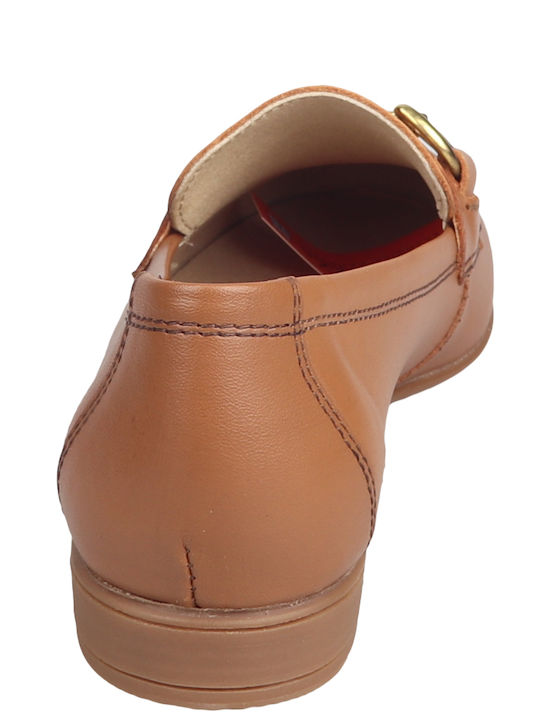 Leather Women's Loafers in Tabac Brown Color