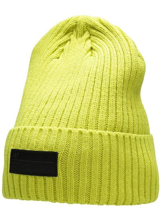 4F Beanie Ανδρικός Σκούφος Πλεκτός σε Κίτρινο χρώμα