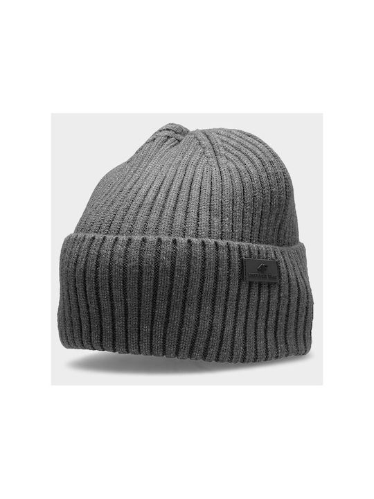 4F Beanie Beanie with Rib Knit in Gray color