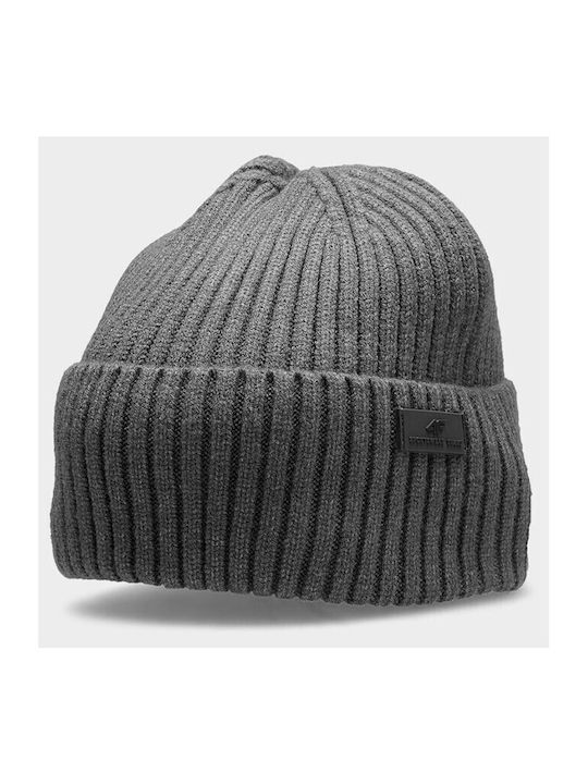 Beanie Ανδρικός Σκούφος με Rib Πλέξη σε Γκρι χρώμα