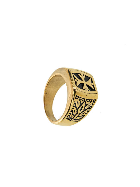 FantazyStores Herren Ring aus Stahl Vergoldet