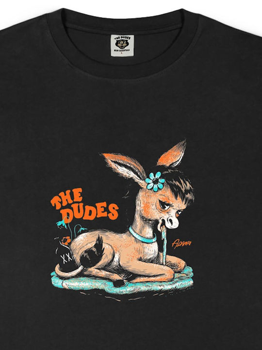 The Dudes T-shirt Bărbătesc cu Mânecă Scurtă Black