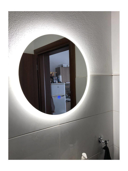 Lightex Στρογγυλός Καθρέπτης Μπάνιου Led Αφής από Μέταλλο 50x50cm Λευκός