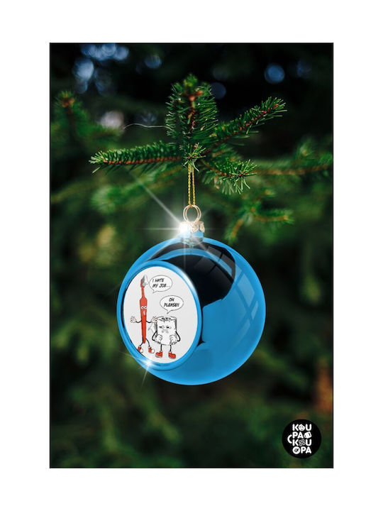 I Hate My Job Christmas Hanging Ball Ornament Plastic Blue With Gold Dust With Beads Blue