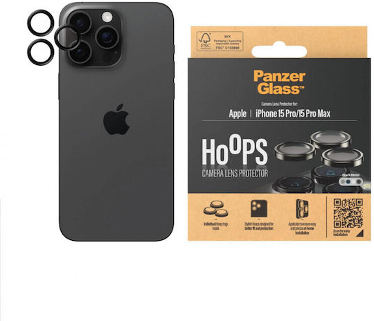 PanzerGlass Hoops Camera Protection Tempered Glass Black for the iPhone 15 Pro / 15 Pro Max 1139