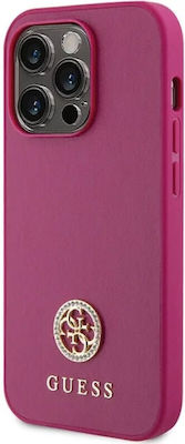 Guess Strass Metal Logo Back Cover Πλαστικό Ροζ (iPhone 15 Pro Max)