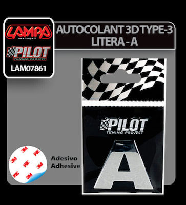 Lampa Litere Autocolante Auto "A" 2.8cm în Culoarea Argint 1buc