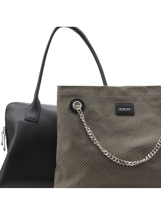 Δερμάτινη Γυναικεία Τσάντα Shopper Μαύρη