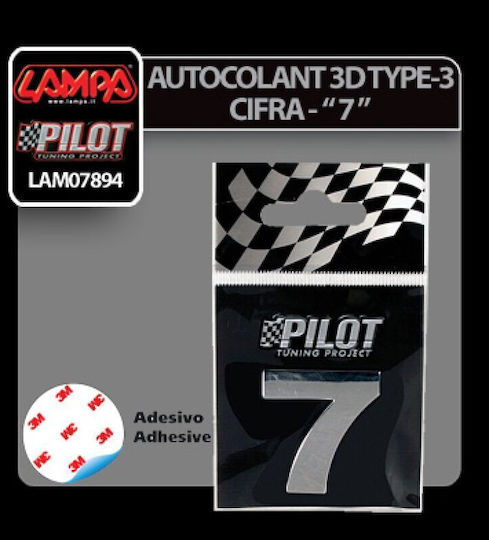 Lampa Car Number Stickers "7" 2.8cm in Silver Color 1pcs