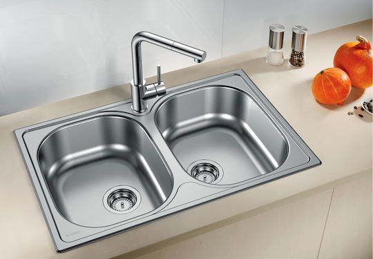 Blanco Типо 8 Drop-In Кухненски Мивка Inox Дължина 86xШирина 50см Сребрист