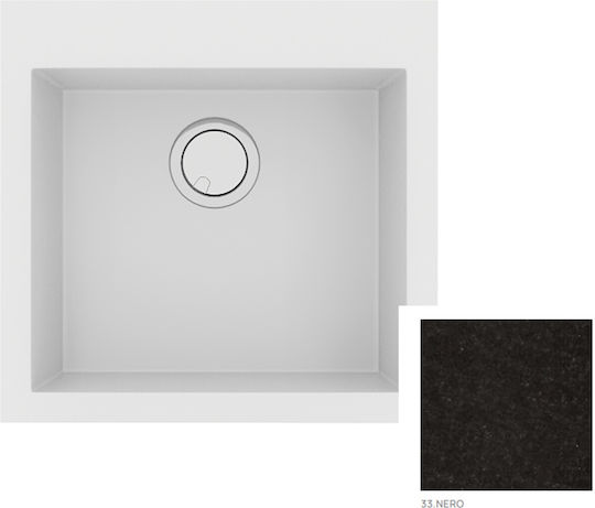 Sanitec Ultra Granite Ένθετος Νεροχύτης από Συνθετικό Γρανίτη Μ50xΠ50cm Nero