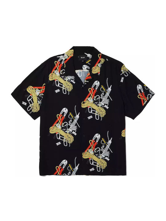 Short-sleeved Shirt in Wide Line Black
