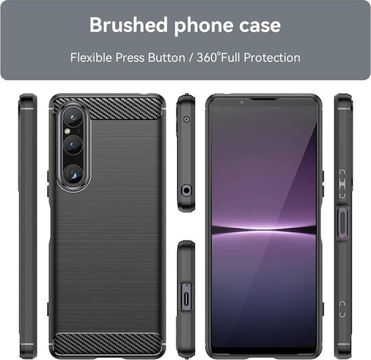 Techsuit Carbon Back Cover Silicon Negru (Xperia 1 V)