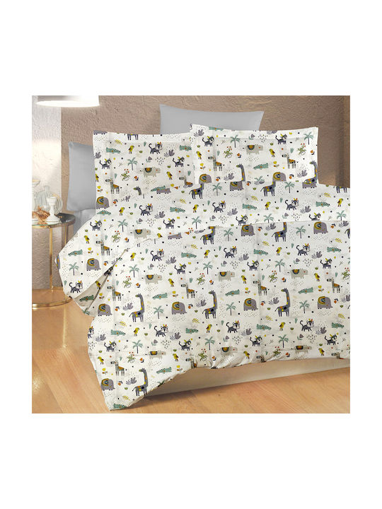 Dimcol Παιδικό Πάπλωμα Μονό Kids Zoo White-grey 160x240εκ.
