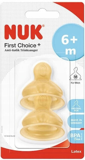 Nuk First Choice+ Rubber Baby Bottle Teats Medium Flow for 6+ months 2pcs