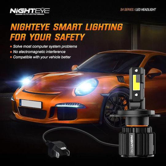 Nighteye Λάμπες Αυτοκινήτου H4 LED 6500K Ψυχρό Λευκό 12-24V / 12V / 24V 72W 2τμχ