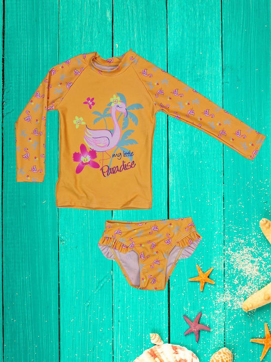 Kids Swimsuit Set Shirt Slip D2316 Yellow