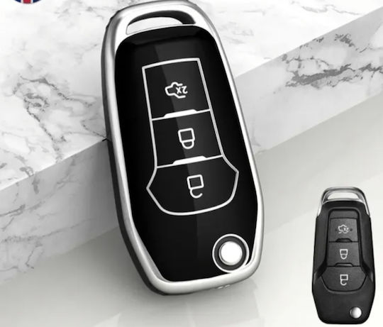 Car Key Cover Case made of with 3 Buttons for Ford in Black Color