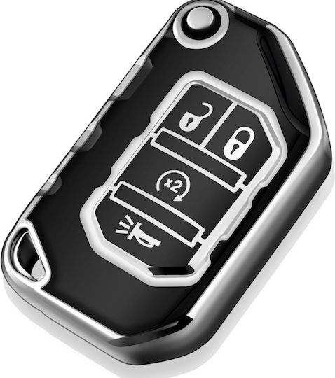Husă Cheie din Silicon cu 4 Butoane pentru Jeep în Culoarea Negru