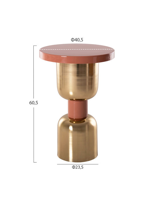 Masă Laterală Rotundă Metalică Roz H60,5xL40xl40 cm