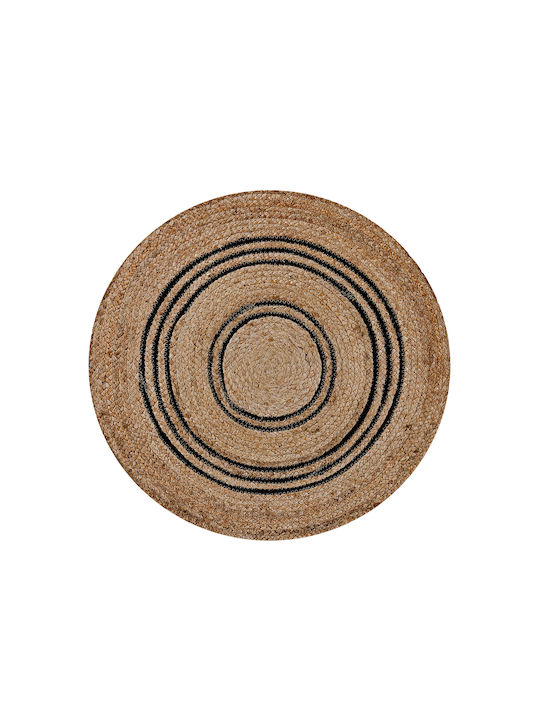 Kentia Yute Χαλί Στρογγυλό Καλοκαιρινό από Γιούτα 232 Beige / Black 120cm Φ120cm