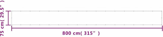 vidaXL Shade Divider Black With Hoop & with PU Coating 0.75x8m