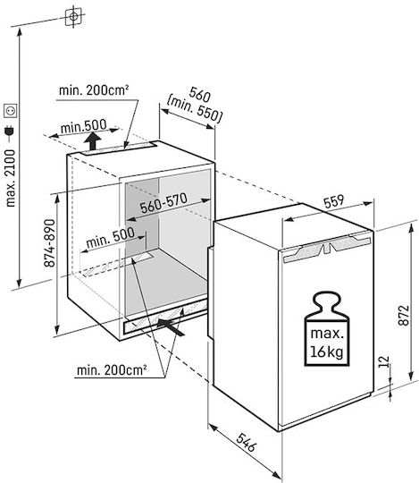 Liebherr Вграден Мини Бар 118лт В89xШ57xД55см. Бял Prime
