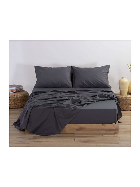 Nef-Nef Bettlaken für Einzelbett mit Gummiband 100x200+30cm. Basic 727 Dark Grey