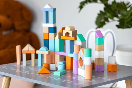 Ecotoys Bauklötze Set Hölzernes für 1.5+ Jahre 100 Stück