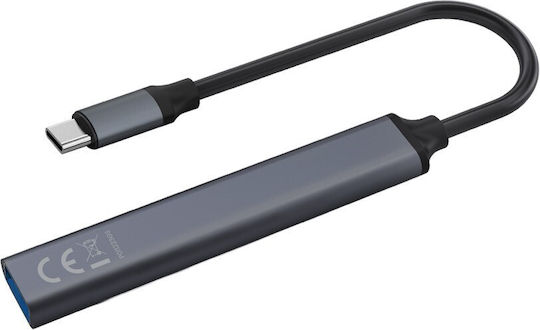 Savio Hub 4 Θυρών USB 2.0 με σύνδεση USB-C Γκρι