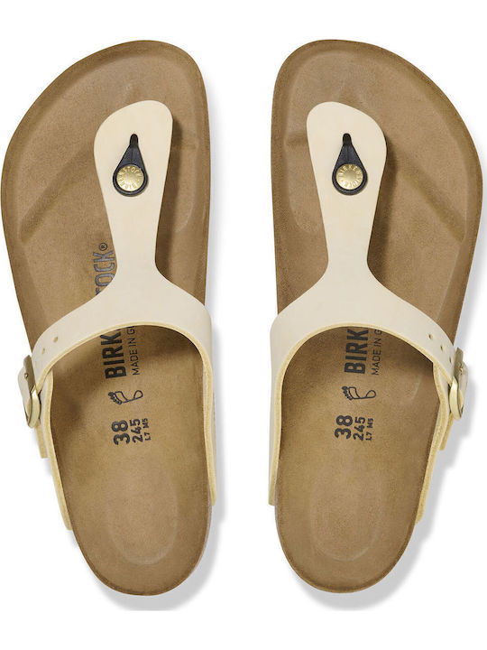 Gizeh Nubuk Leather Leather Women's Flat Sandals Anatomic in Ecru Color Regular Fit