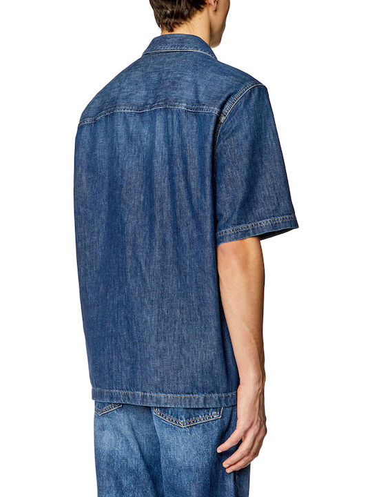 Short-sleeved Denim Shirt Blue