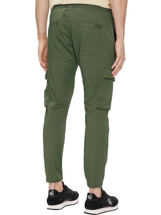 Calvin Klein Pantaloni pentru bărbați Cargo Elastice cu Croială Skinny GREEN