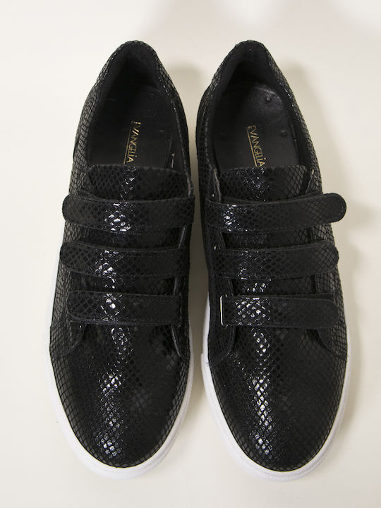 Γυναικεία δερμάτινα sneakers black snake