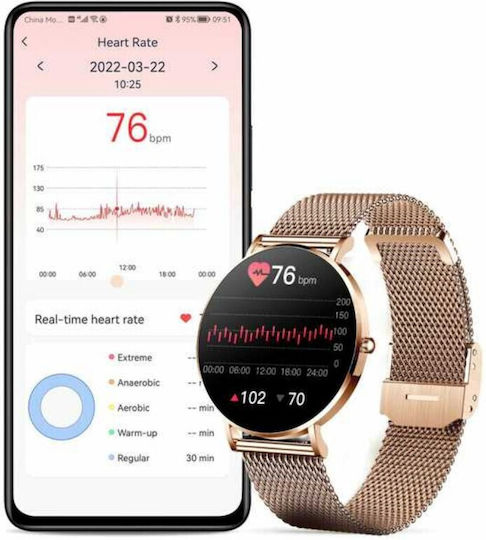 Manta Alexa 43mm Smartwatch με Παλμογράφο (Χρυσό)