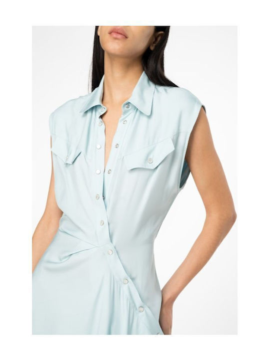 Amityville Summer Midi Shirt Dress Light Blue