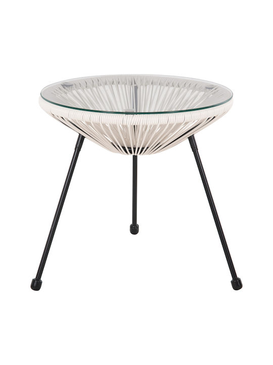 Allegra Auxiliary Outdoor Free Standing Table with Glass Surface and Metal Frame Black 50x50xcm