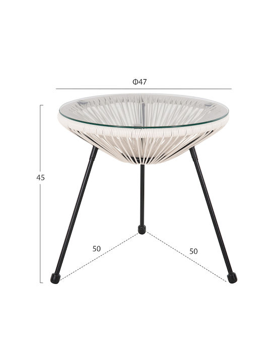 Allegra Auxiliary Outdoor Free Standing Table with Glass Surface and Metal Frame Black 50x50xcm