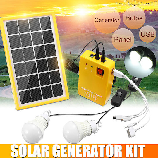 Portable Solar Panel Kit Ubx 2 X 1 W Bulbs Radio Mobile Phone Charging Function Ip33 Plastic